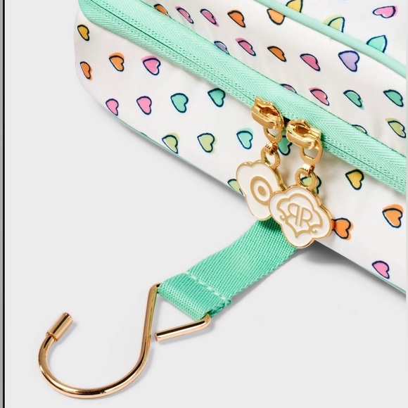 💛💚 Roller Rabbit x Target Disco Hearts Wave Hanging Toiletry Bag White/Teal - Picture 2 of 7